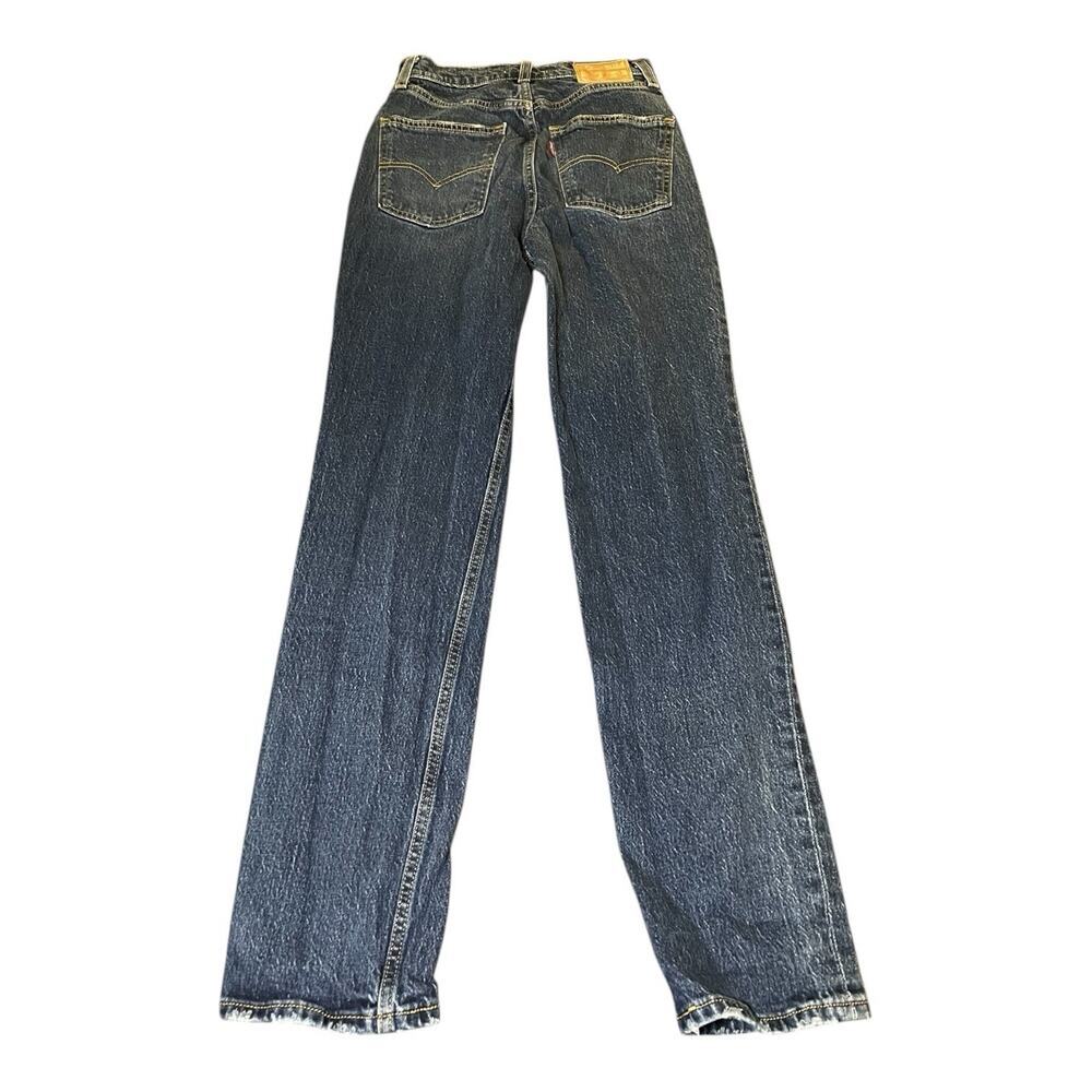 Levis Jeans Womens 24 (24x31) Blue Premium 70s High Rise Slim Straight Dark Wash - Picture 2 of 9
